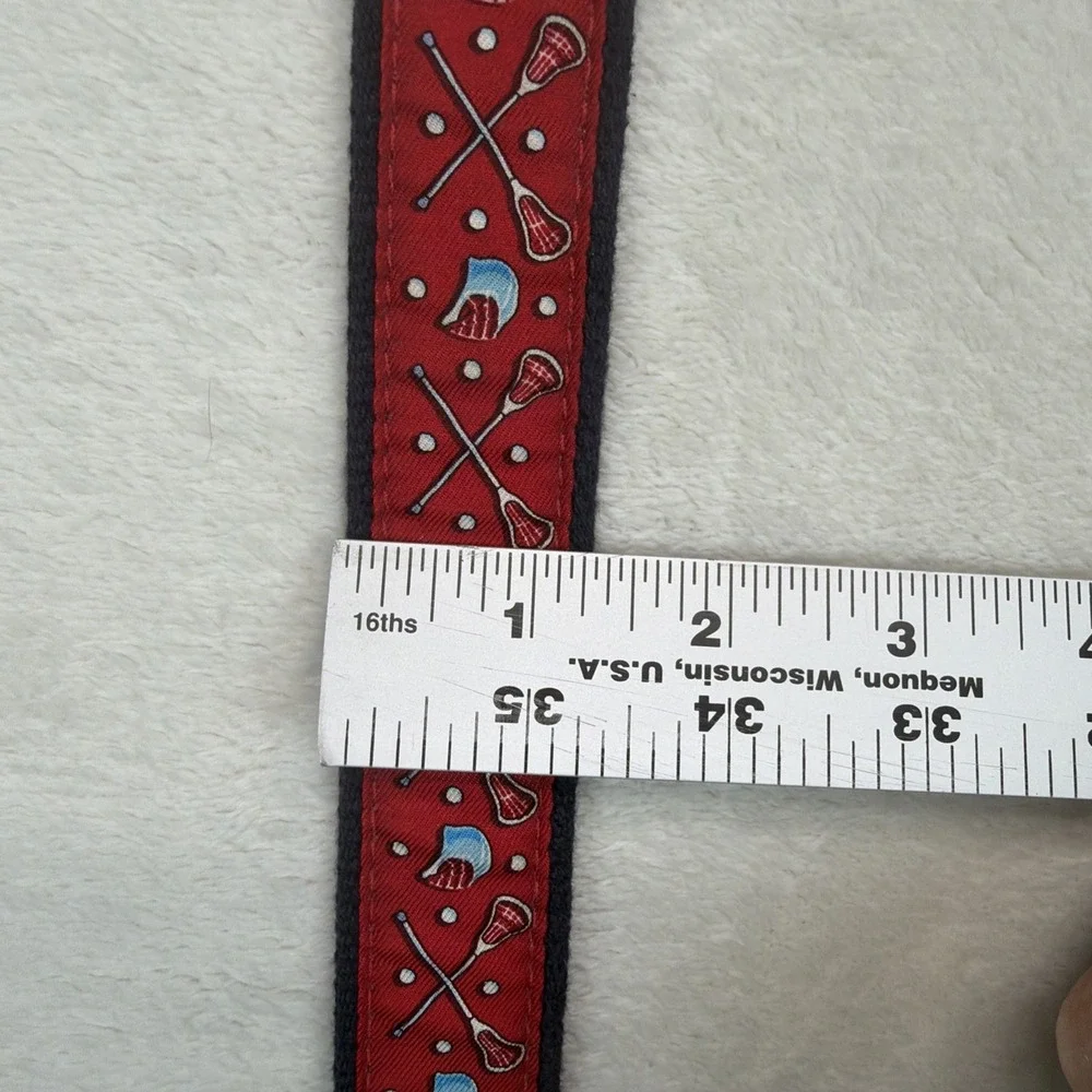 Vineyard Vines Mens Lacrosse LAX Ribbon Belt Leather Brass Buckle Size 30